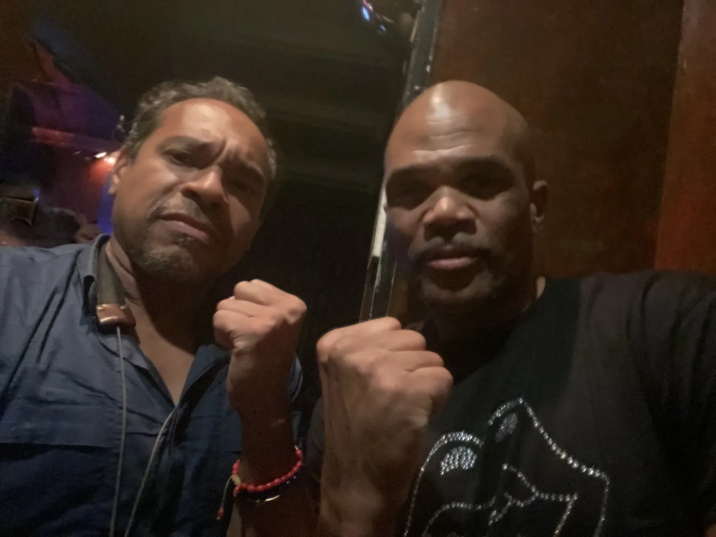 Jay Rodriguez Sierra: With DMC backstage after a fundraising performance for Road Recovery, September 22, 2021.